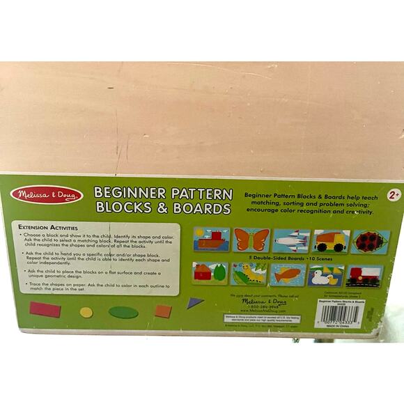 Melissa & Doug wood geometric shapes beginner pattern blocks & boards puzzle set - Picture 4 of 4